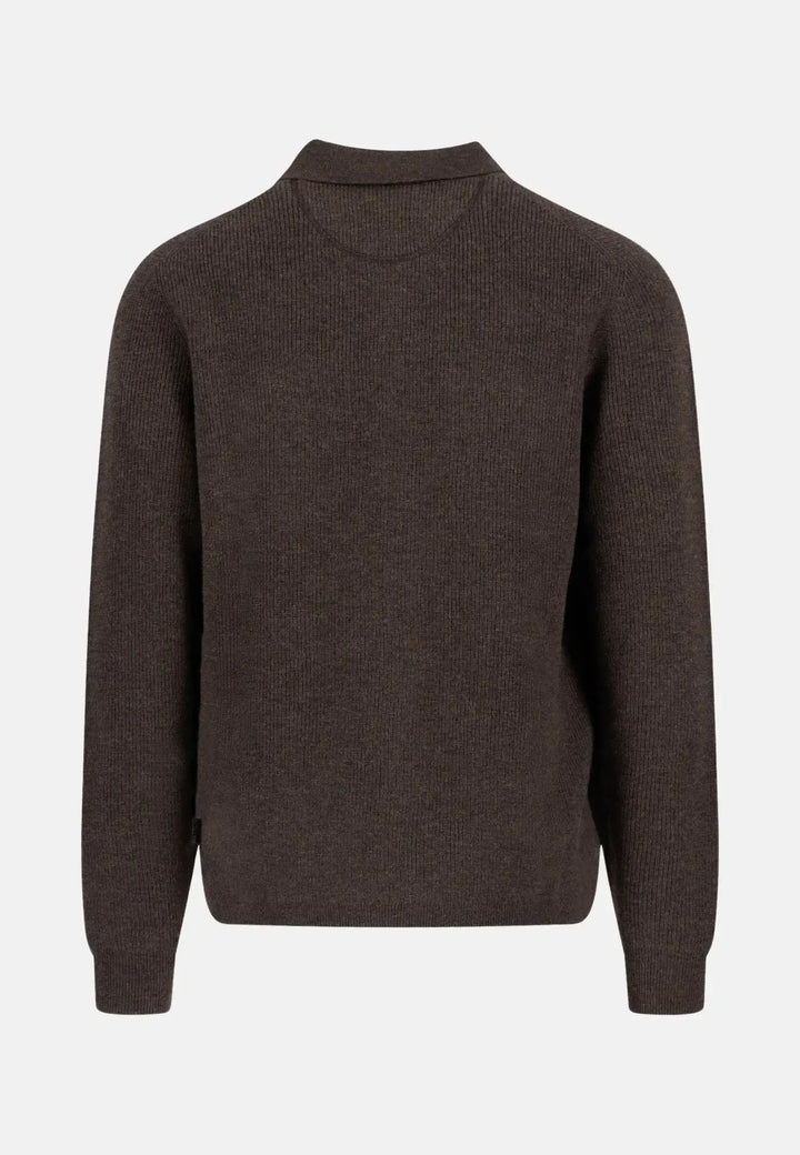 fynch-hatton-Merino Wool Cashmere Buttoned Cardigan Dark Chocolate