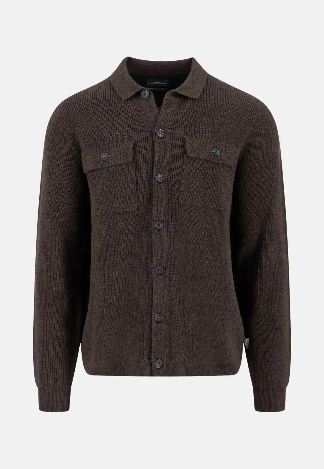fynch-hatton-Merino Wool Cashmere Buttoned Cardigan Dark Chocolate