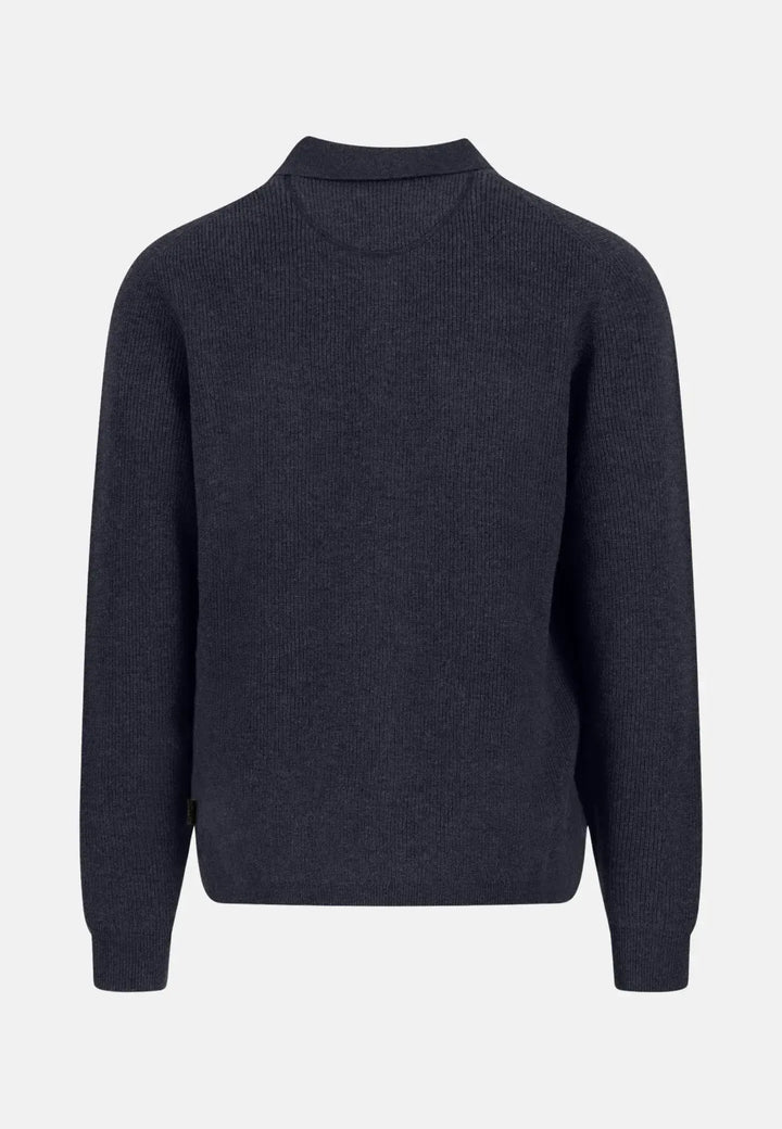 fynch-hatton-Merino Wool Cashmere Buttoned Cardigan Navy