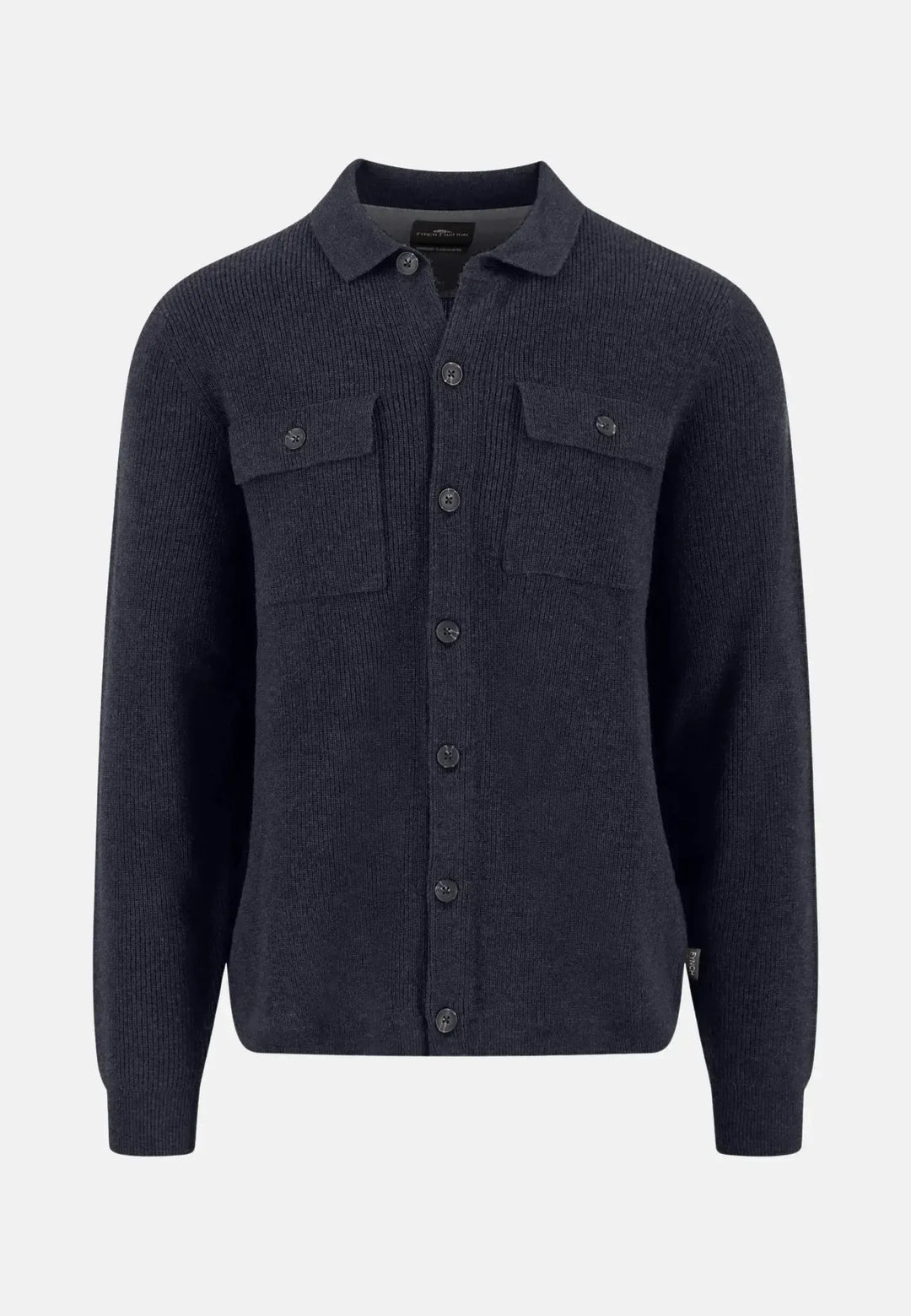 fynch-hatton-Merino Wool Cashmere Buttoned Cardigan Navy
