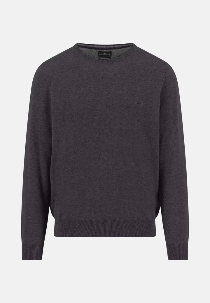 fynch-hatton-Merino Wool Cashmere Crewneck Knit Charcoal