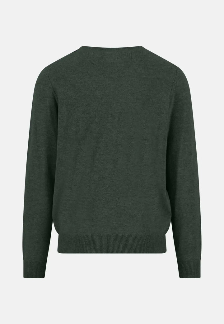 fynch-hatton-Merino Wool Cashmere Crewneck Knit Dark Ivy