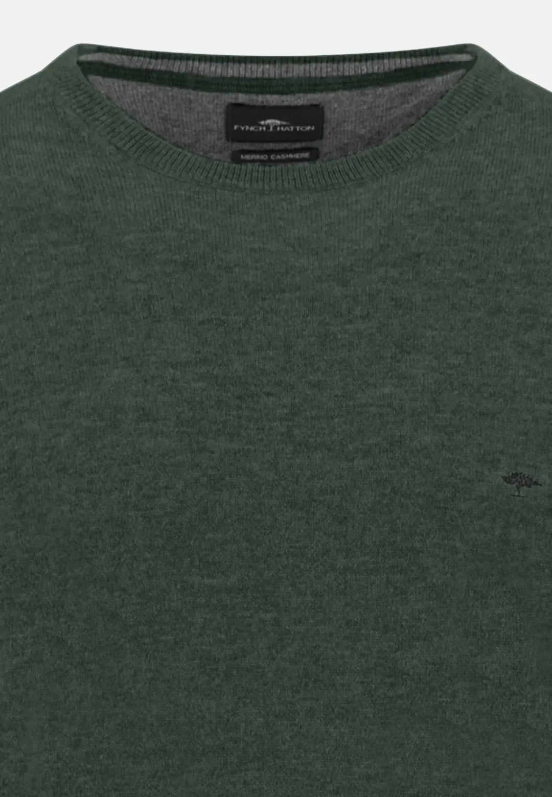 fynch-hatton-Merino Wool Cashmere Crewneck Knit Dark Ivy