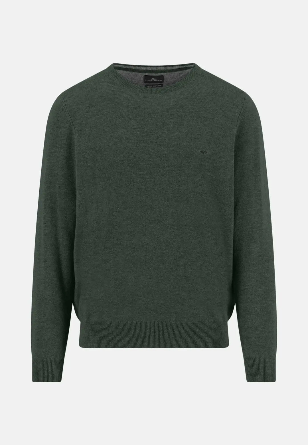 fynch-hatton-Merino Wool Cashmere Crewneck Knit Dark Ivy