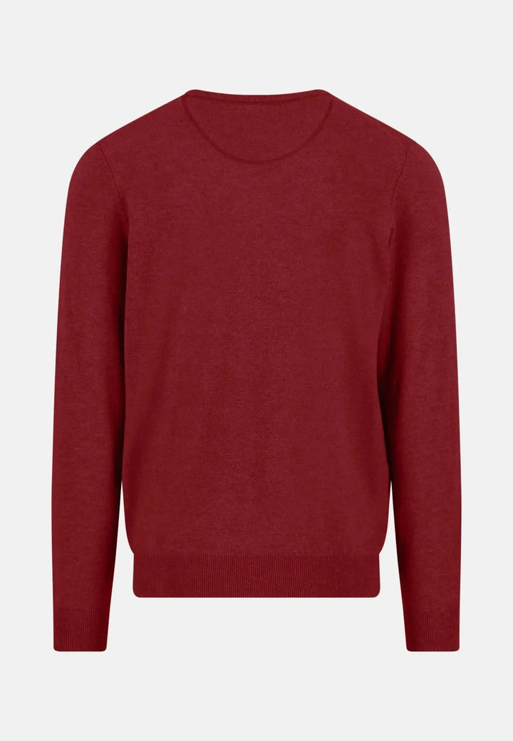 fynch-hatton-Merino Wool Cashmere Crewneck Knit Garnet Red