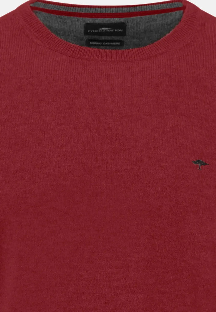 fynch-hatton-Merino Wool Cashmere Crewneck Knit Garnet Red