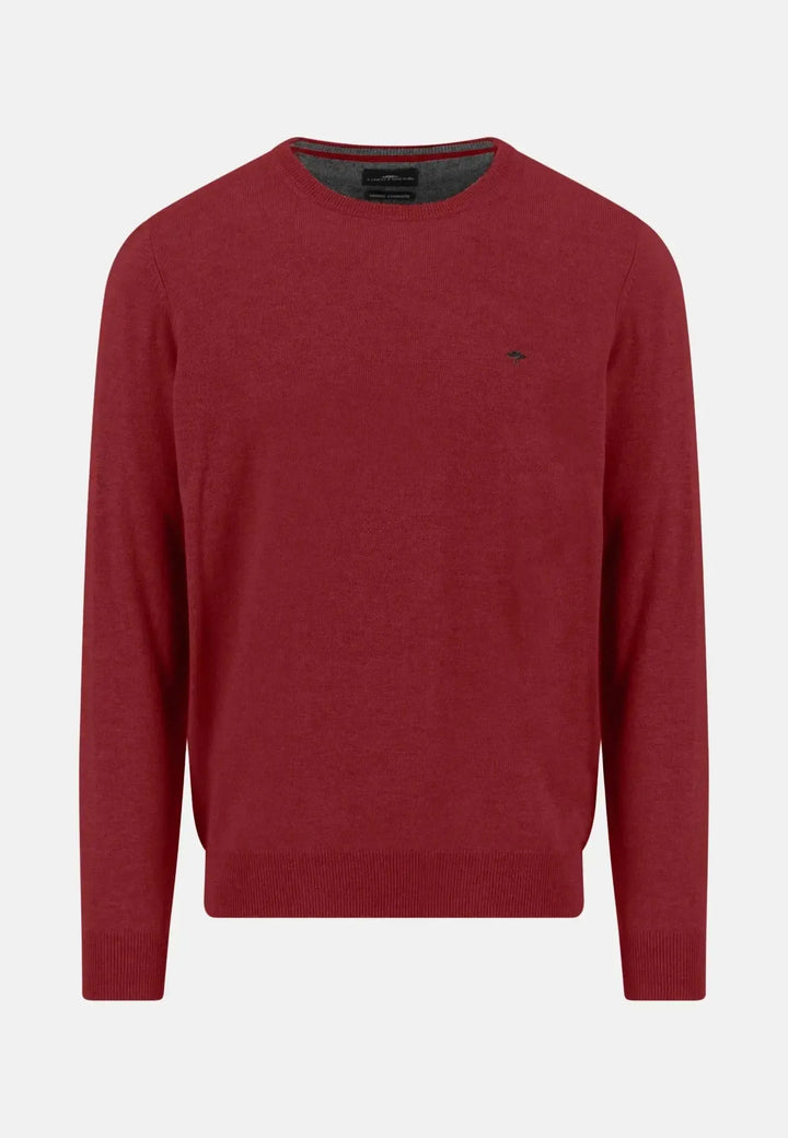 fynch-hatton-Merino Wool Cashmere Crewneck Knit Garnet Red
