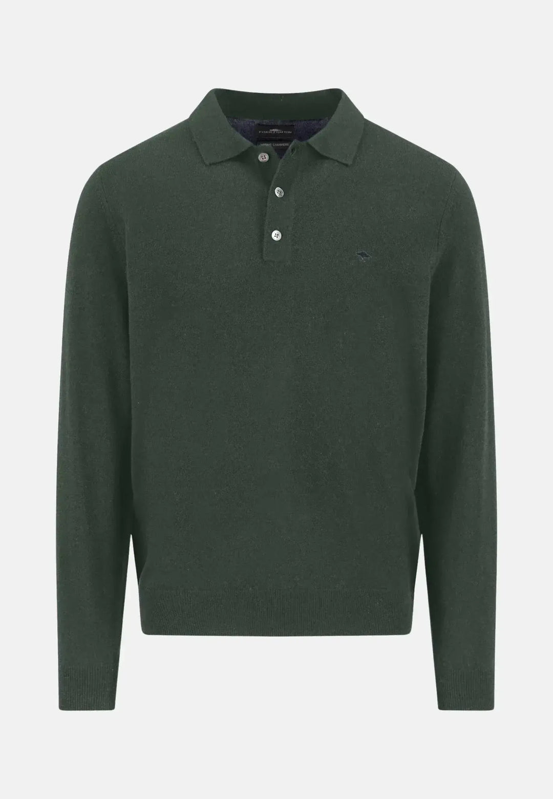 fynch-hatton-Merino Wool Cashmere Polo Collar Knit Dark Ivy