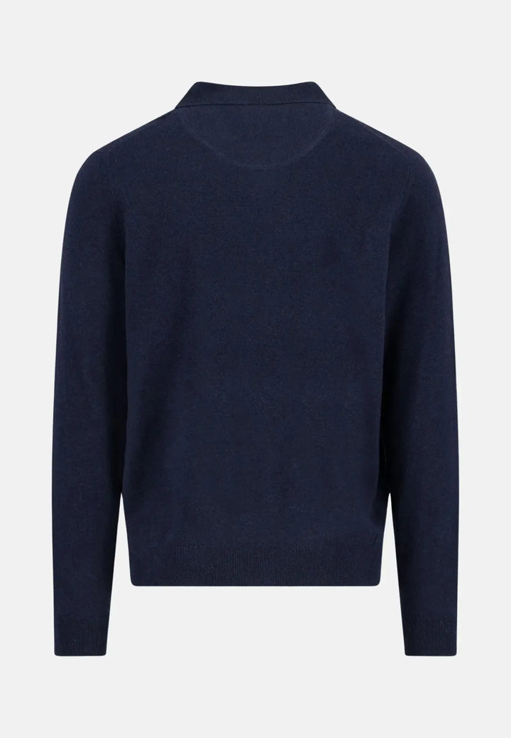 fynch-hatton-Merino Wool Cashmere Polo Collar Knit Navy