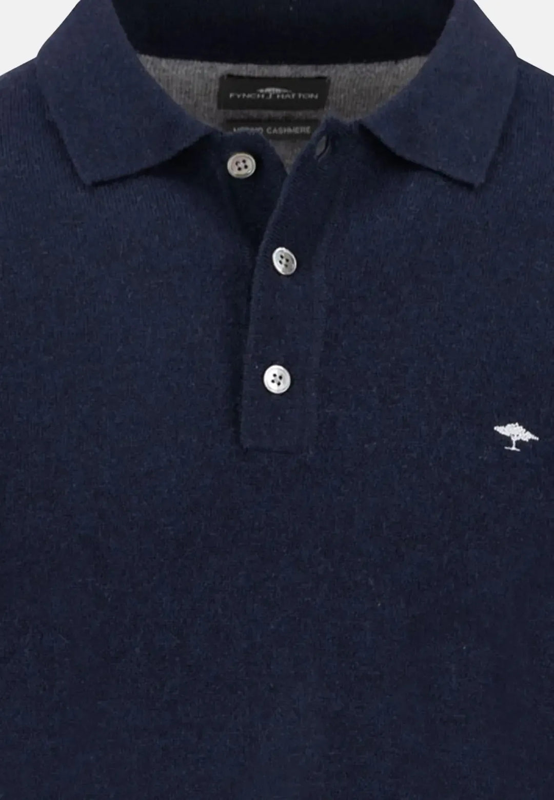 fynch-hatton-Merino Wool Cashmere Polo Collar Knit Navy