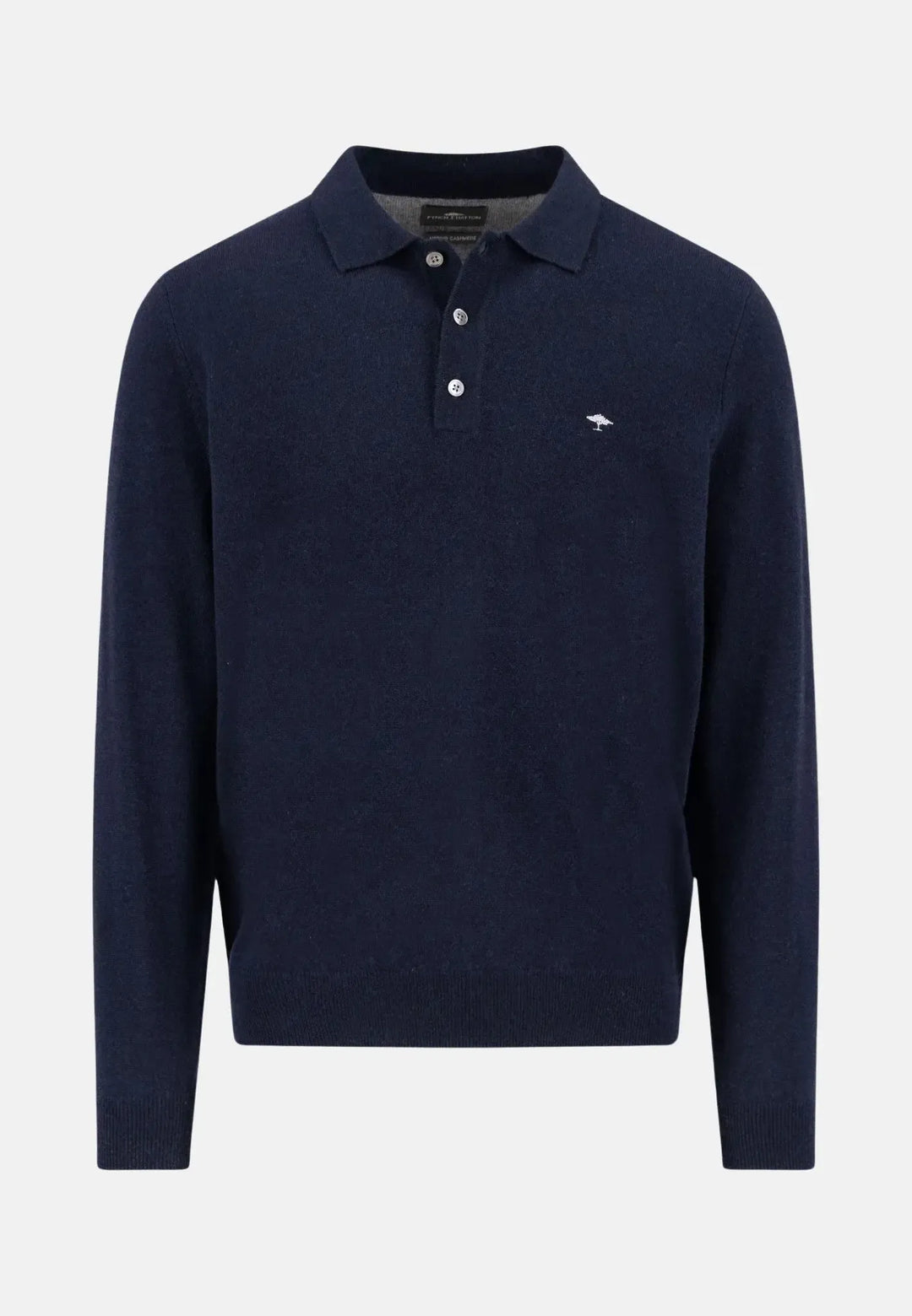 fynch-hatton-Merino Wool Cashmere Polo Collar Knit Navy