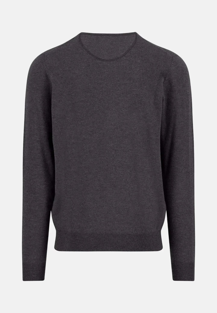 fynch-hatton-Merino Wool Cashmere V-Neck Knit Charcoal