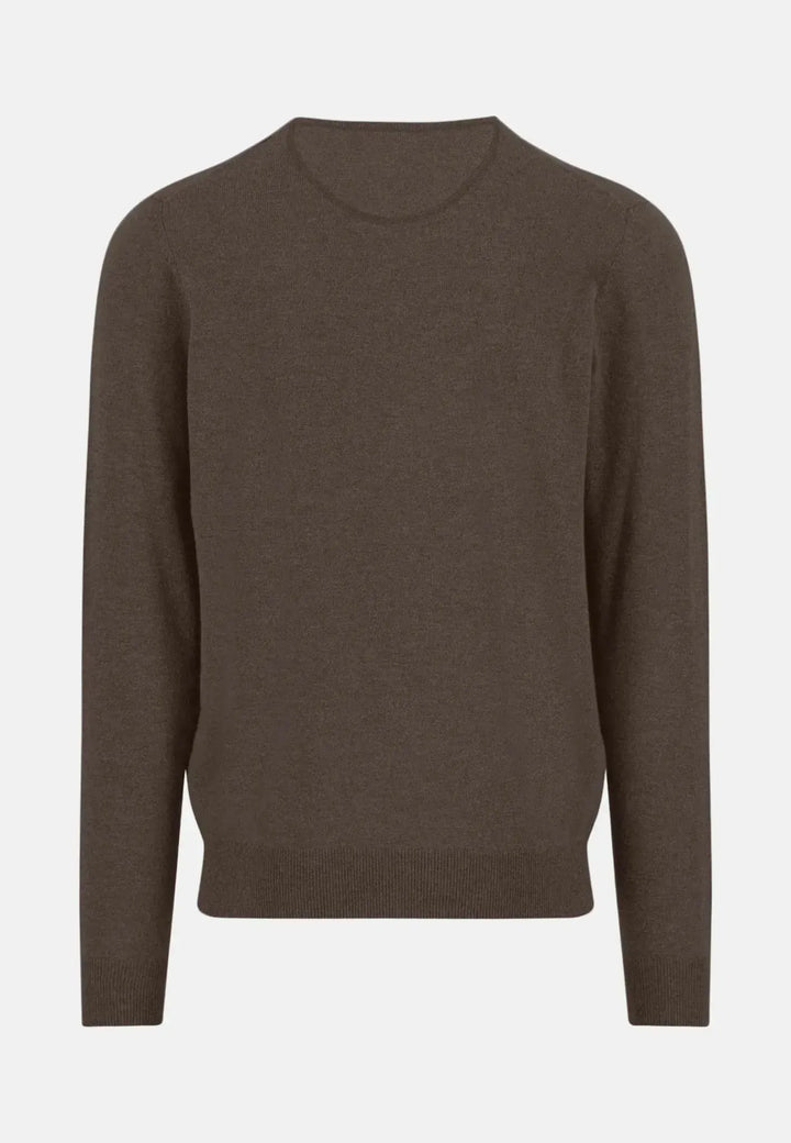 fynch-hatton-Merino Wool Cashmere V-Neck Knit Dark Chocolate
