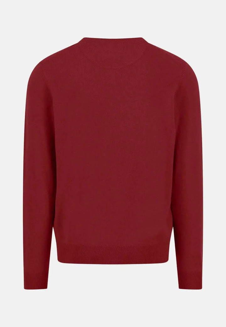 fynch-hatton-Merino Wool Cashmere V-Neck Knit Garnet Red