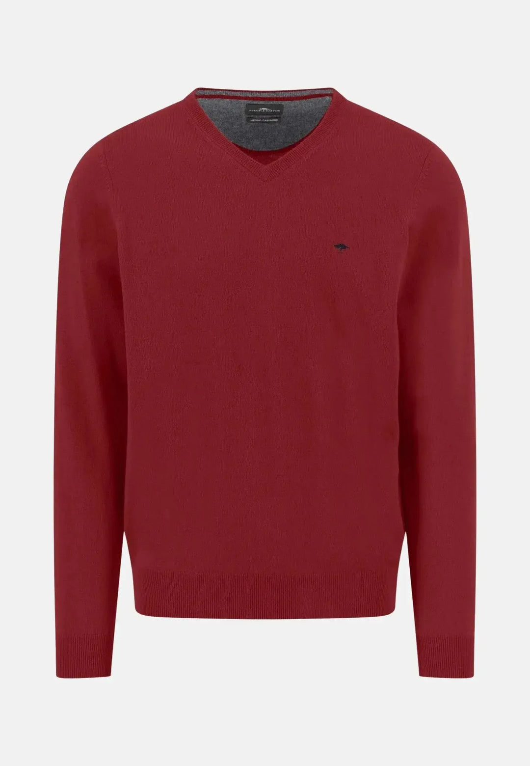 fynch-hatton-Merino Wool Cashmere V-Neck Knit Garnet Red