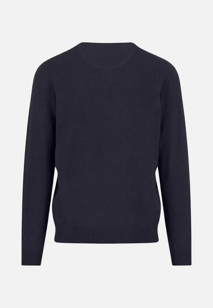 fynch-hatton-Merino Wool Cashmere V-Neck Knit Navy