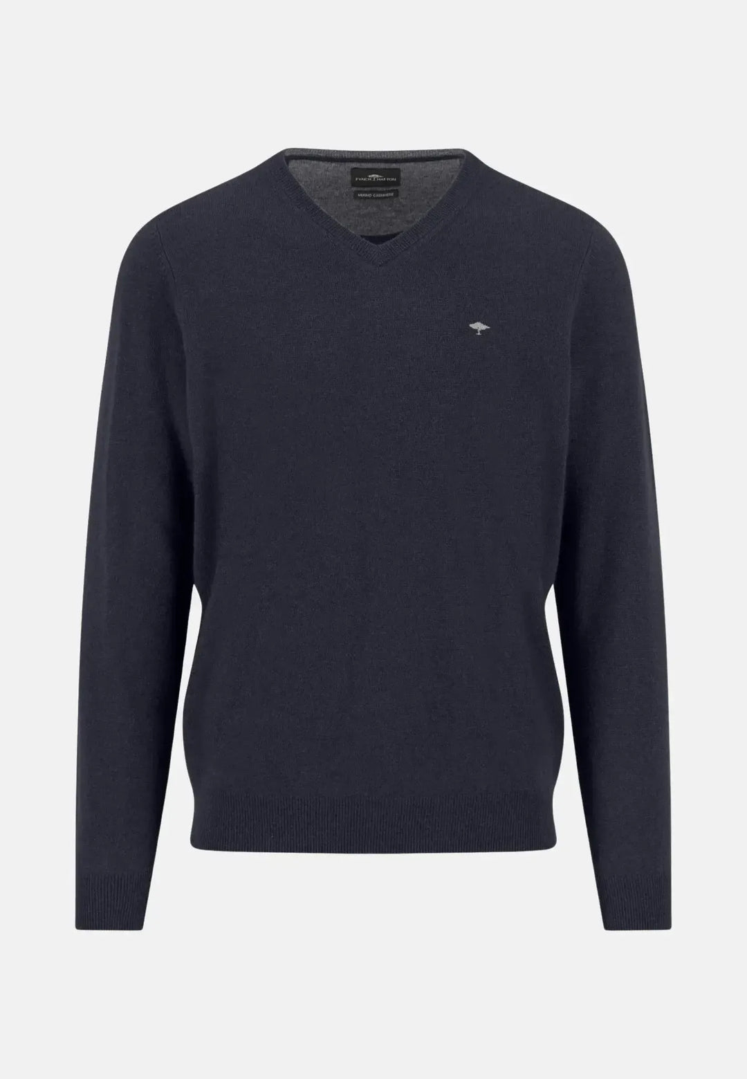 fynch-hatton-Merino Wool Cashmere V-Neck Knit Navy