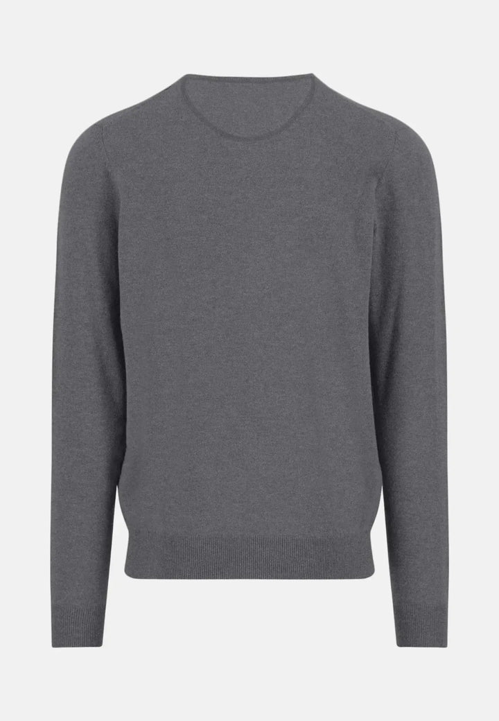 fynch-hatton-Merino Wool Cashmere V-Neck Knit Steel