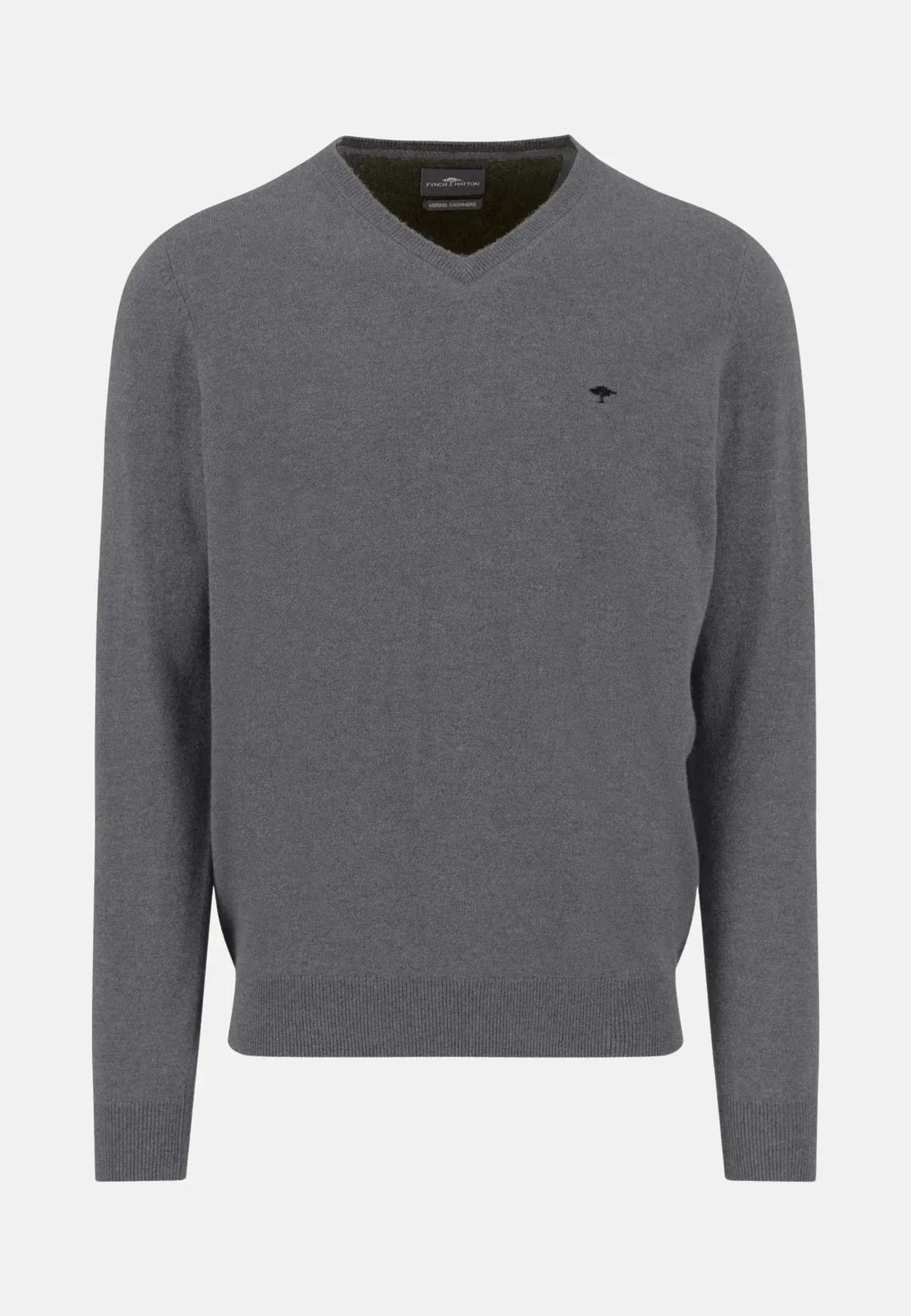fynch-hatton-Merino Wool Cashmere V-Neck Knit Steel