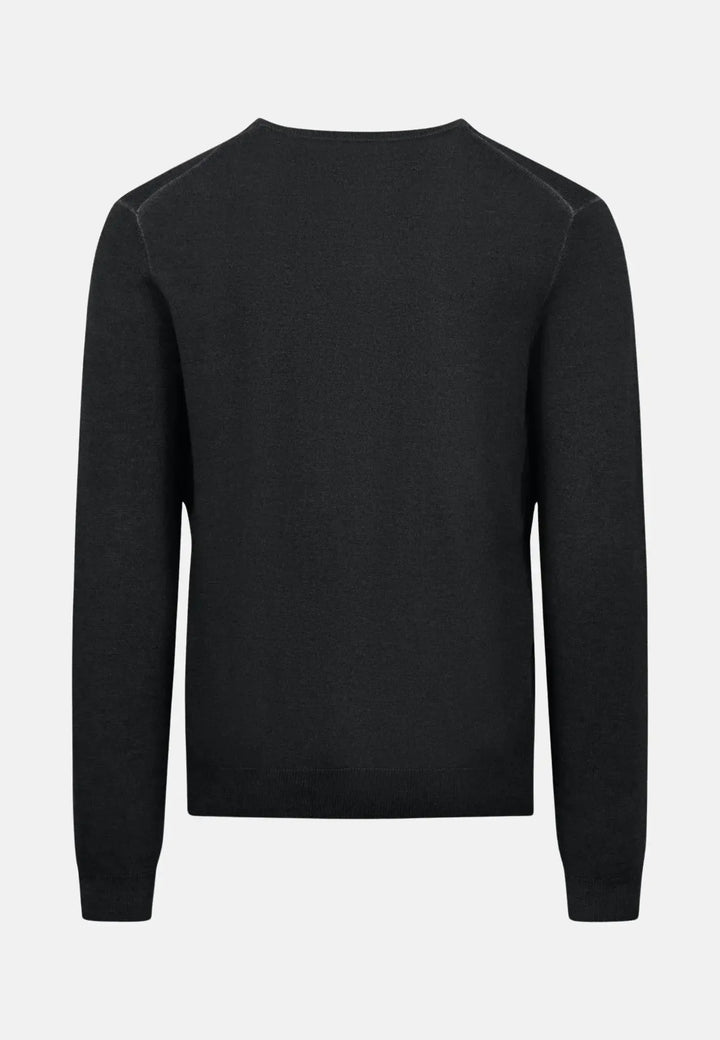 fynch-hatton-Merino Wool V-Neck Knit Black