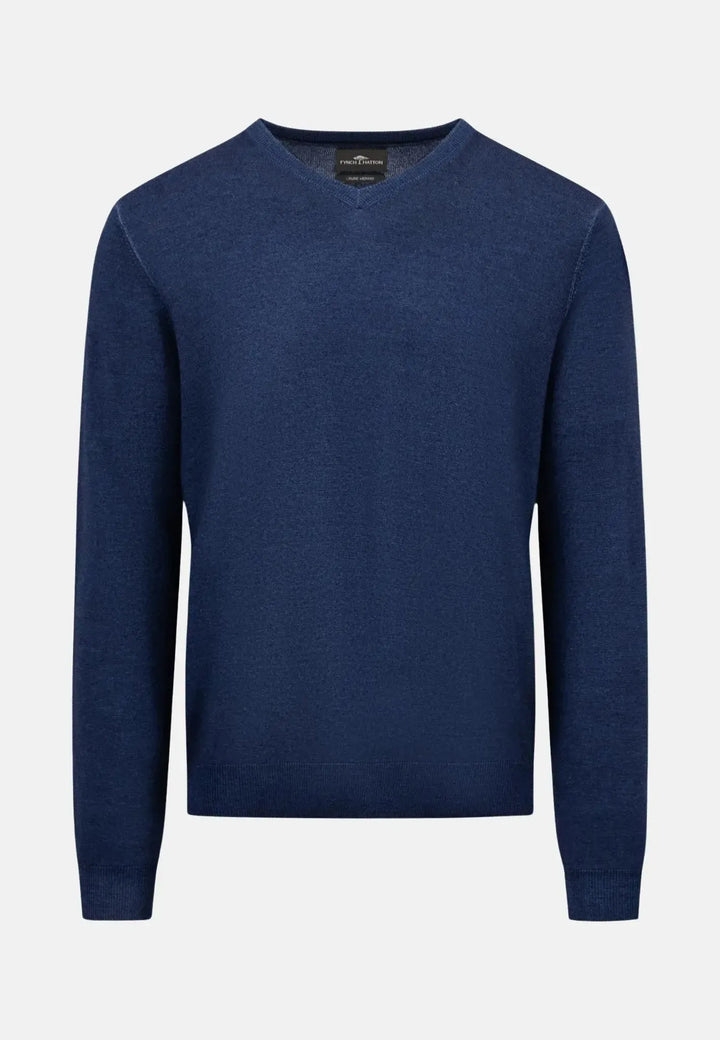 fynch-hatton-Merino Wool V-Neck Knit Night