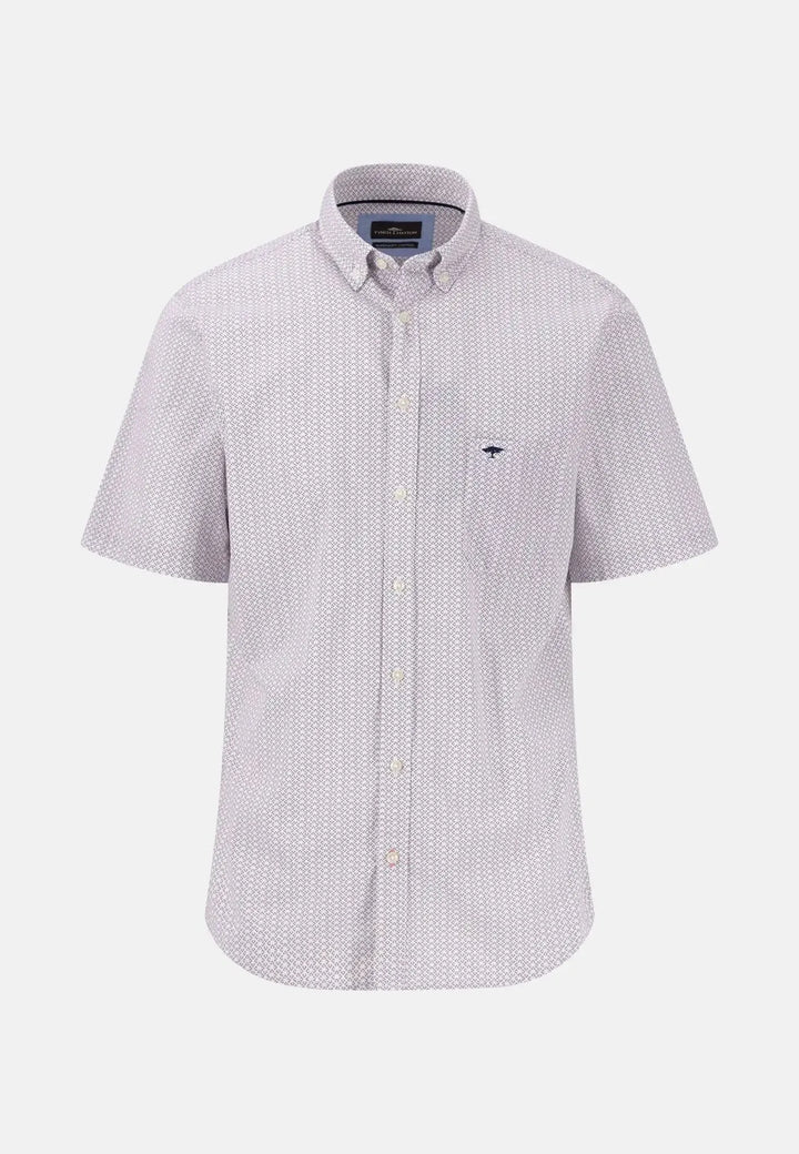 fynch-hatton-Minimal Cotton Poplin Short Sleeved Shirt Peony