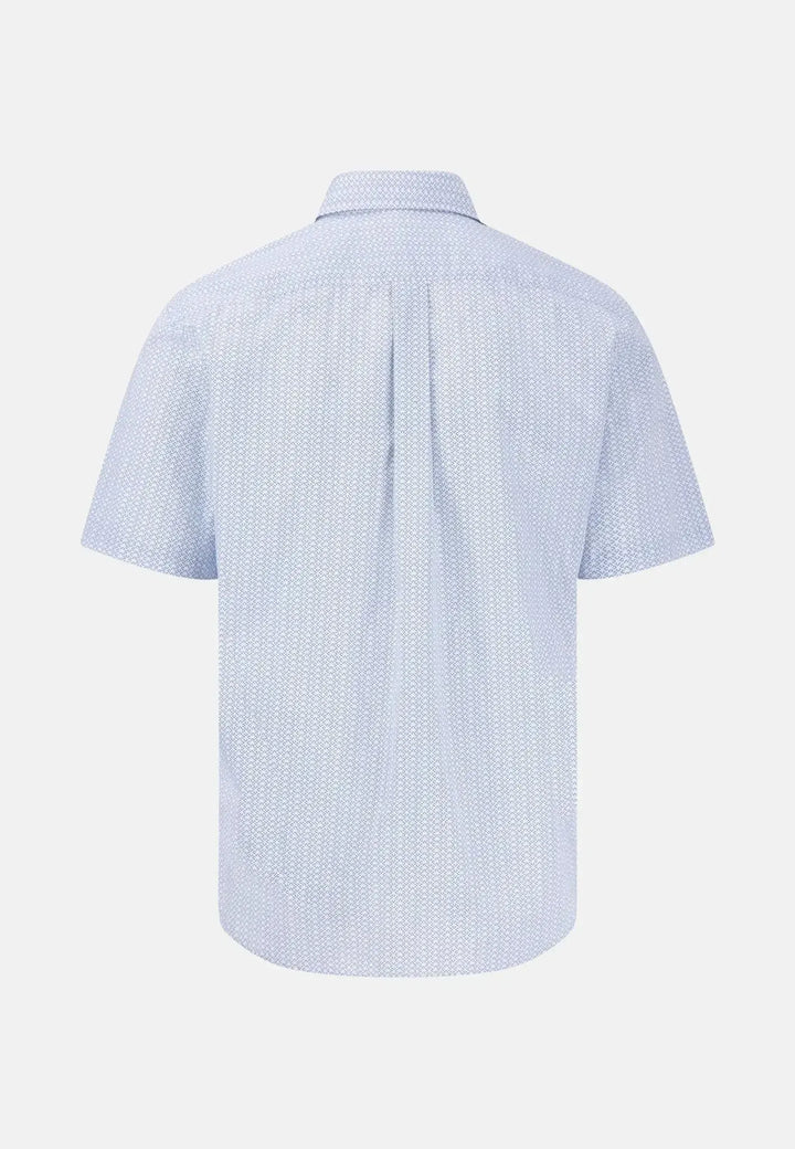fynch-hatton-Minimal Cotton Poplin Short Sleeved Shirt Summer Breeze
