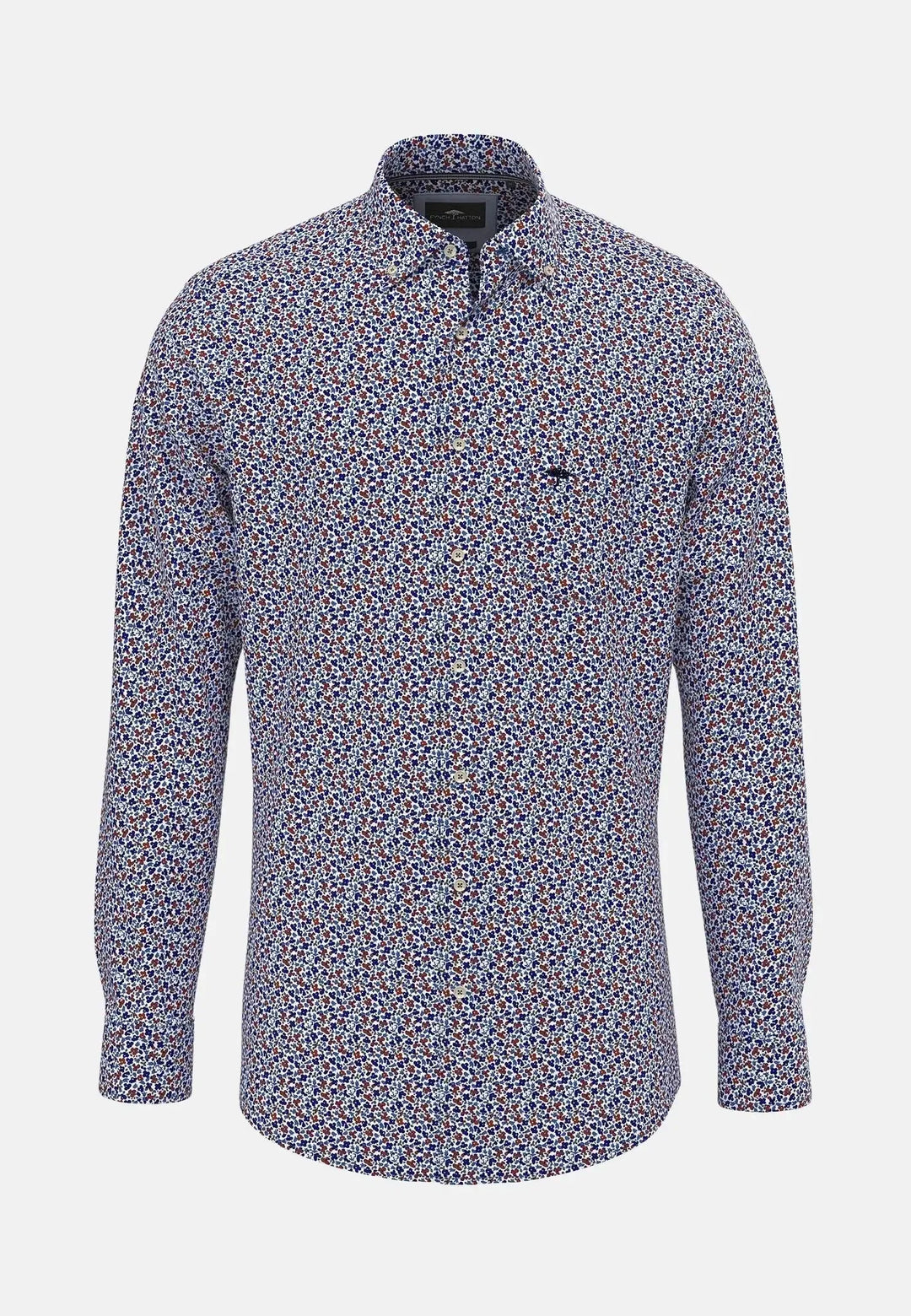 fynch-hatton-Modern Flower Print Shirt Navy