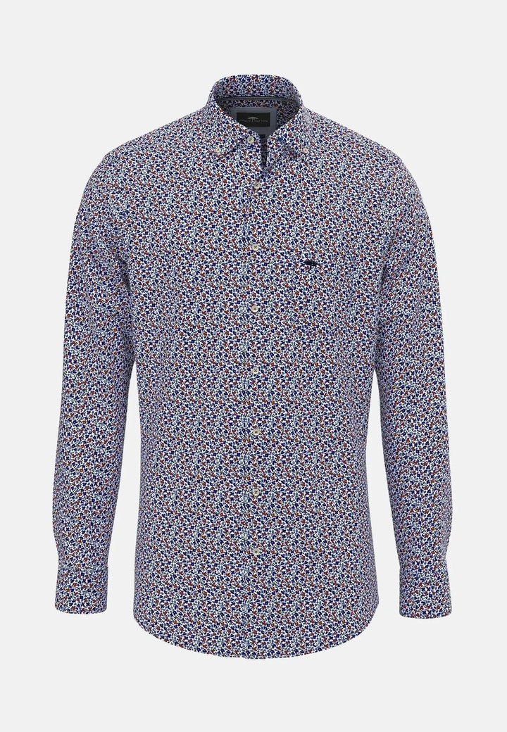 fynch-hatton-Modern Flower Print Shirt Navy