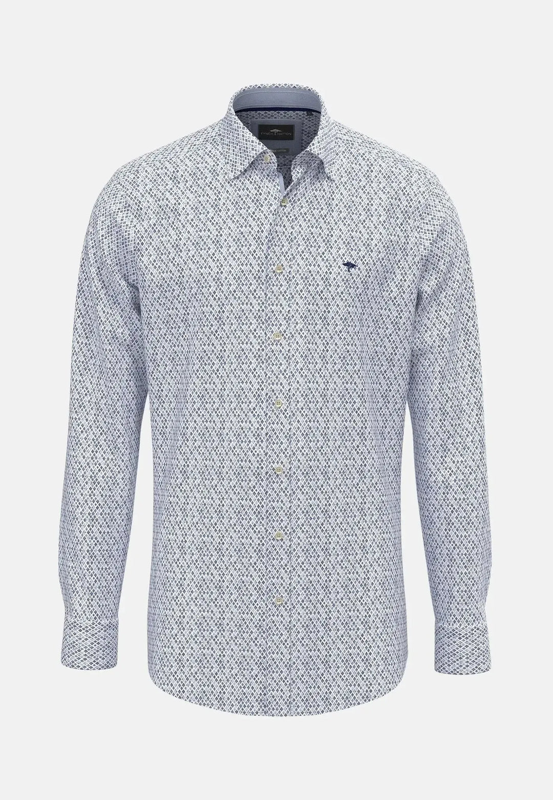 fynch-hatton-Modern Print Button Down Shirt Crystal Blue