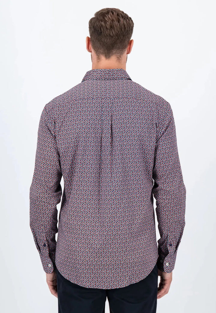 fynch-hatton-Modern Print Kent Collar Shirt Flame