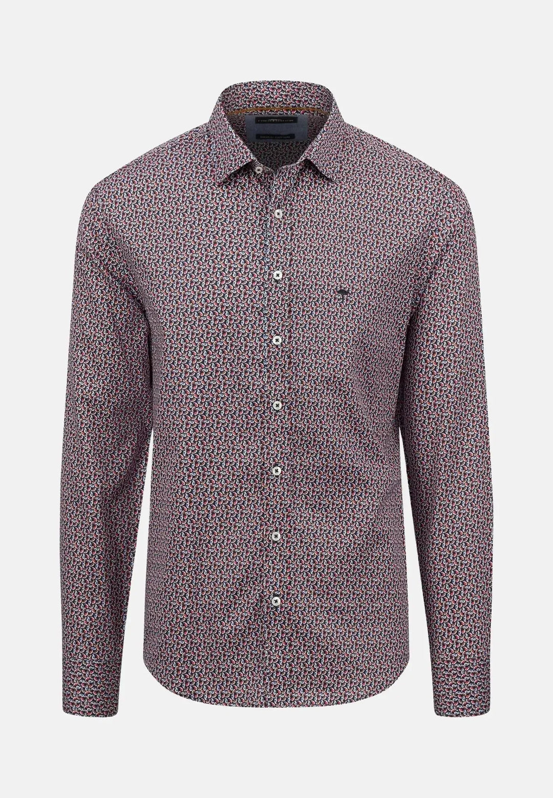fynch-hatton-Modern Print Kent Collar Shirt Flame