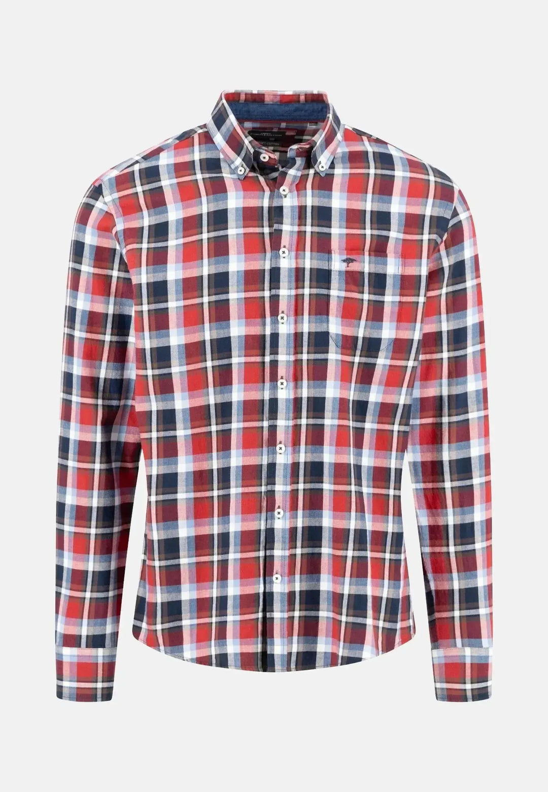 fynch-hatton-Multicolour Flannel Check Shirt Garnet Red
