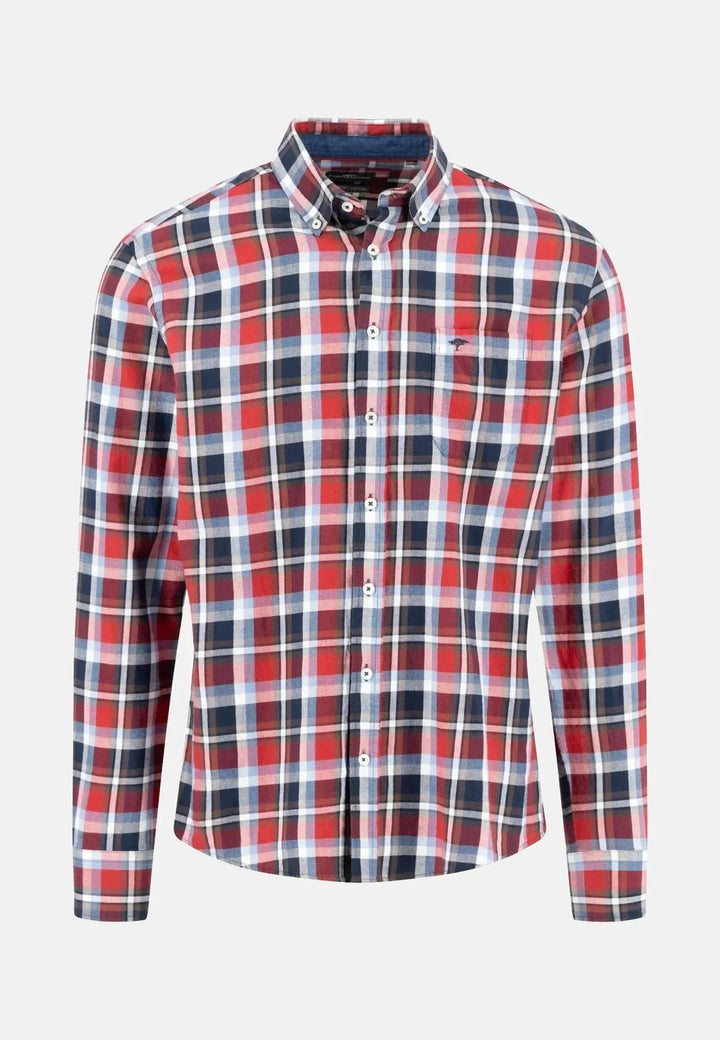 fynch-hatton-Multicolour Flannel Check Shirt Garnet Red