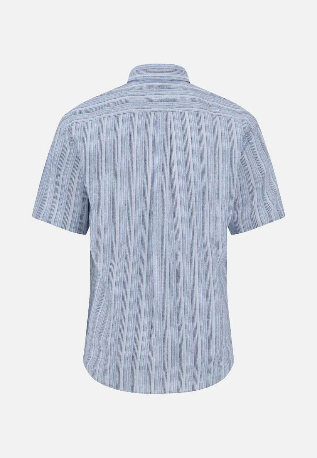 fynch-hatton-Multicolour Linen Stripe Short Sleeved Shirt Light Peony
