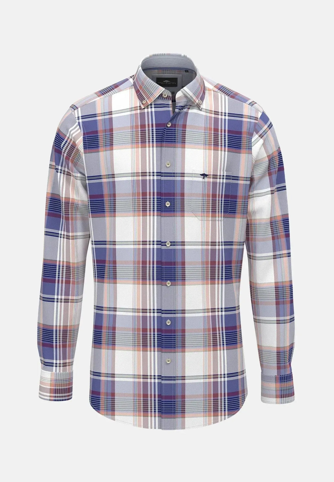 fynch-hatton-Multicoloured Washed Oxford B.D. Shirt Berry