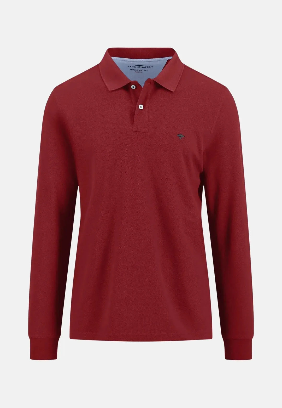 fynch-hatton-Premium Cotton Longsleeve Polo Shirt Garnet Red