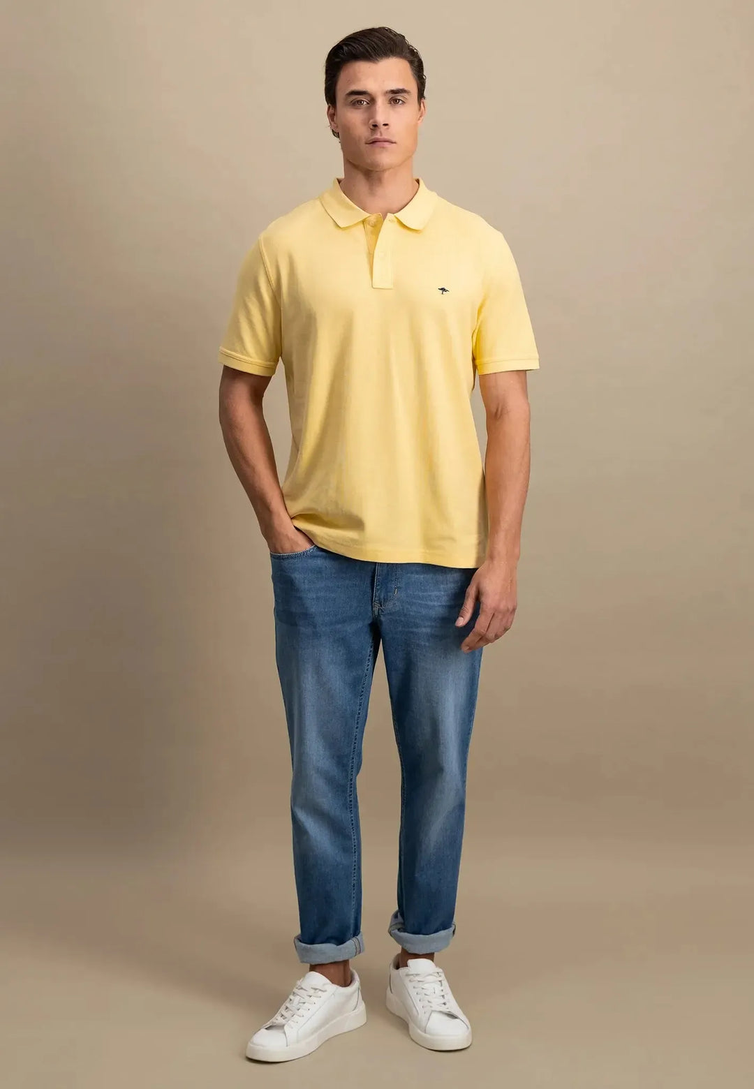 fynch-hatton-Premium Cotton Polo Shirt Pale Yellow