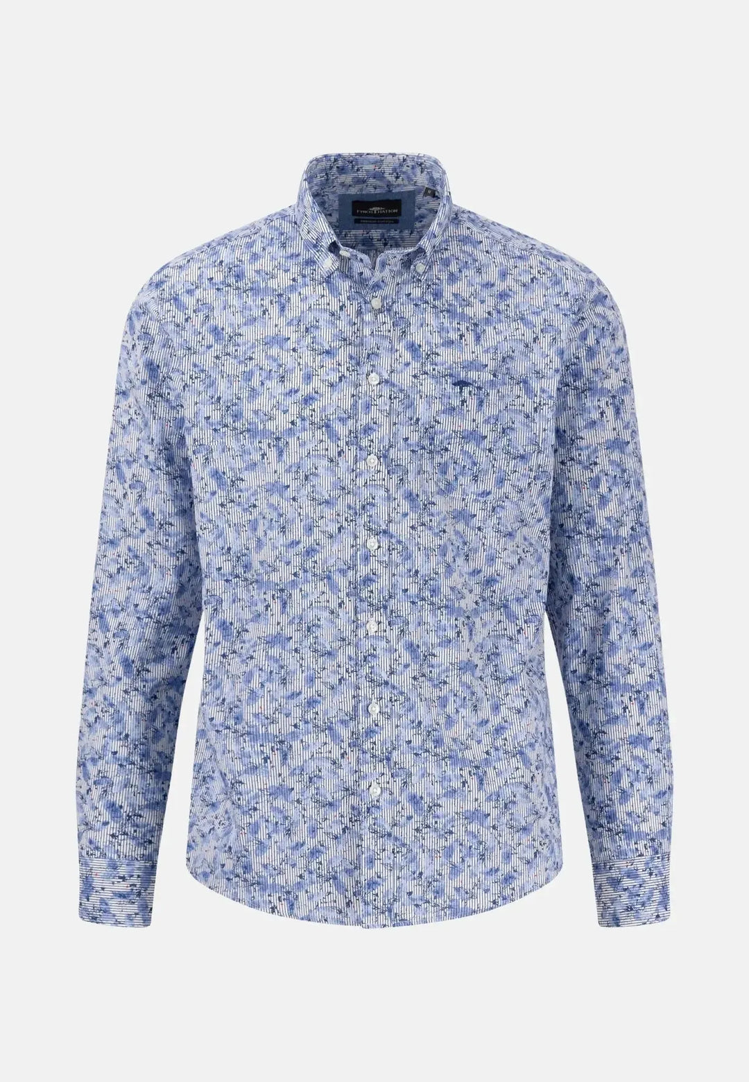 fynch-hatton-Premium Digital Prints Shirt Stong Blue