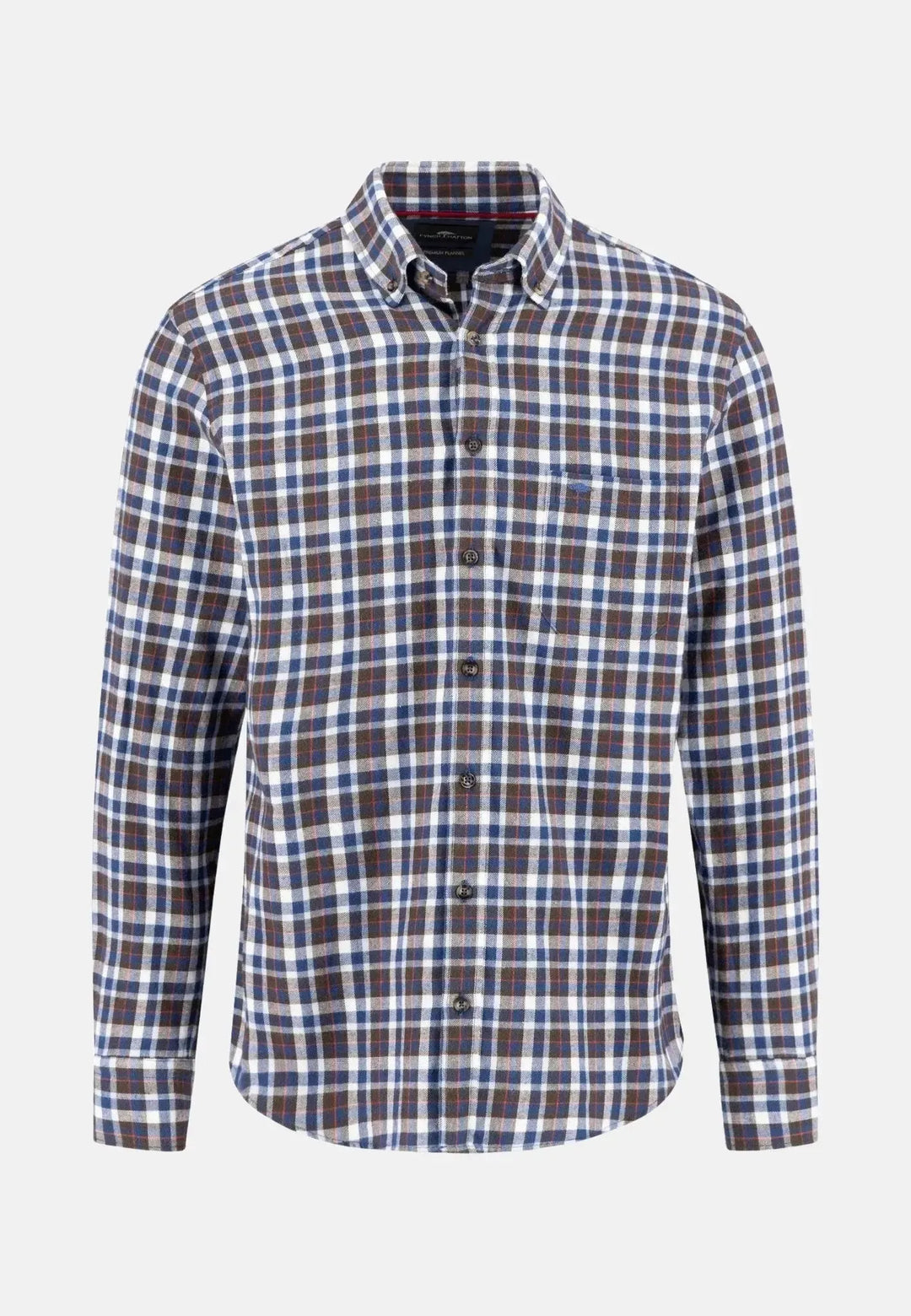 fynch-hatton-Premium Flannel Check Button Down Shirt Dark Chocolate