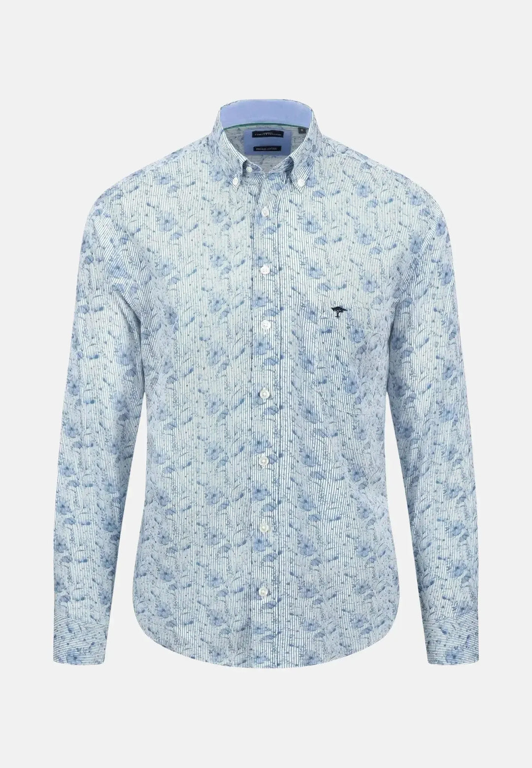 fynch-hatton-Premium Flowers Print Shirt Cloud Blue