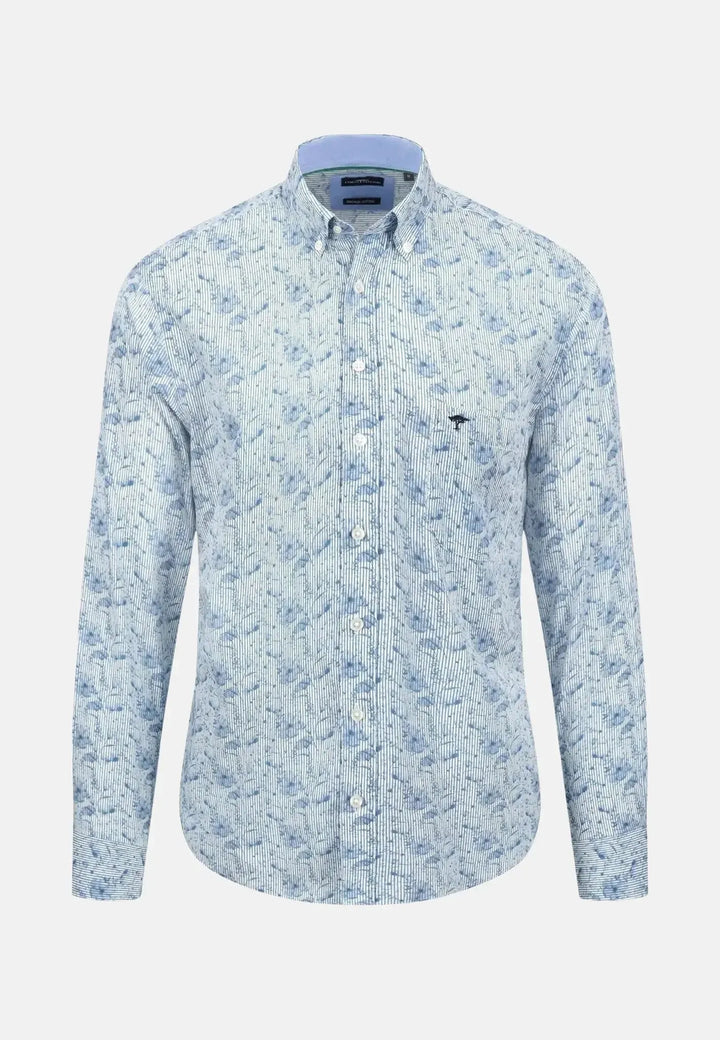fynch-hatton-Premium Flowers Print Shirt Cloud Blue