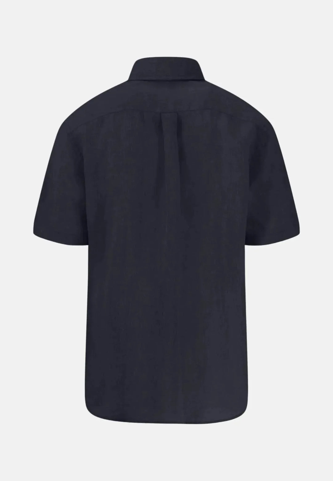 fynch-hatton-Premium Linen Button Down Short Sleeved Shirt Navy