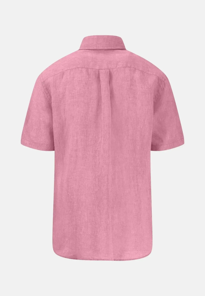 fynch-hatton-Premium Linen Button Down Short Sleeved Shirt Peony