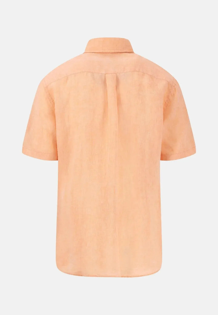 fynch-hatton-Premium Linen Button Down Short Sleeved Shirt Sunny Orange