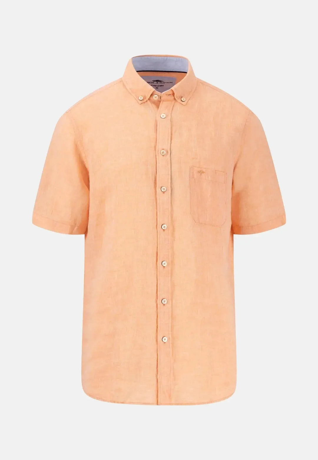 fynch-hatton-Premium Linen Button Down Short Sleeved Shirt Sunny Orange