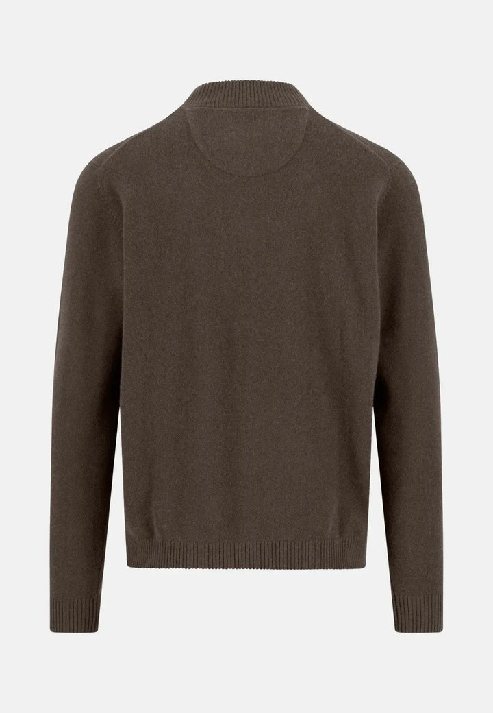 fynch-hatton-Pure Cashmere 1/4 Zip Knit Dark Chocolate