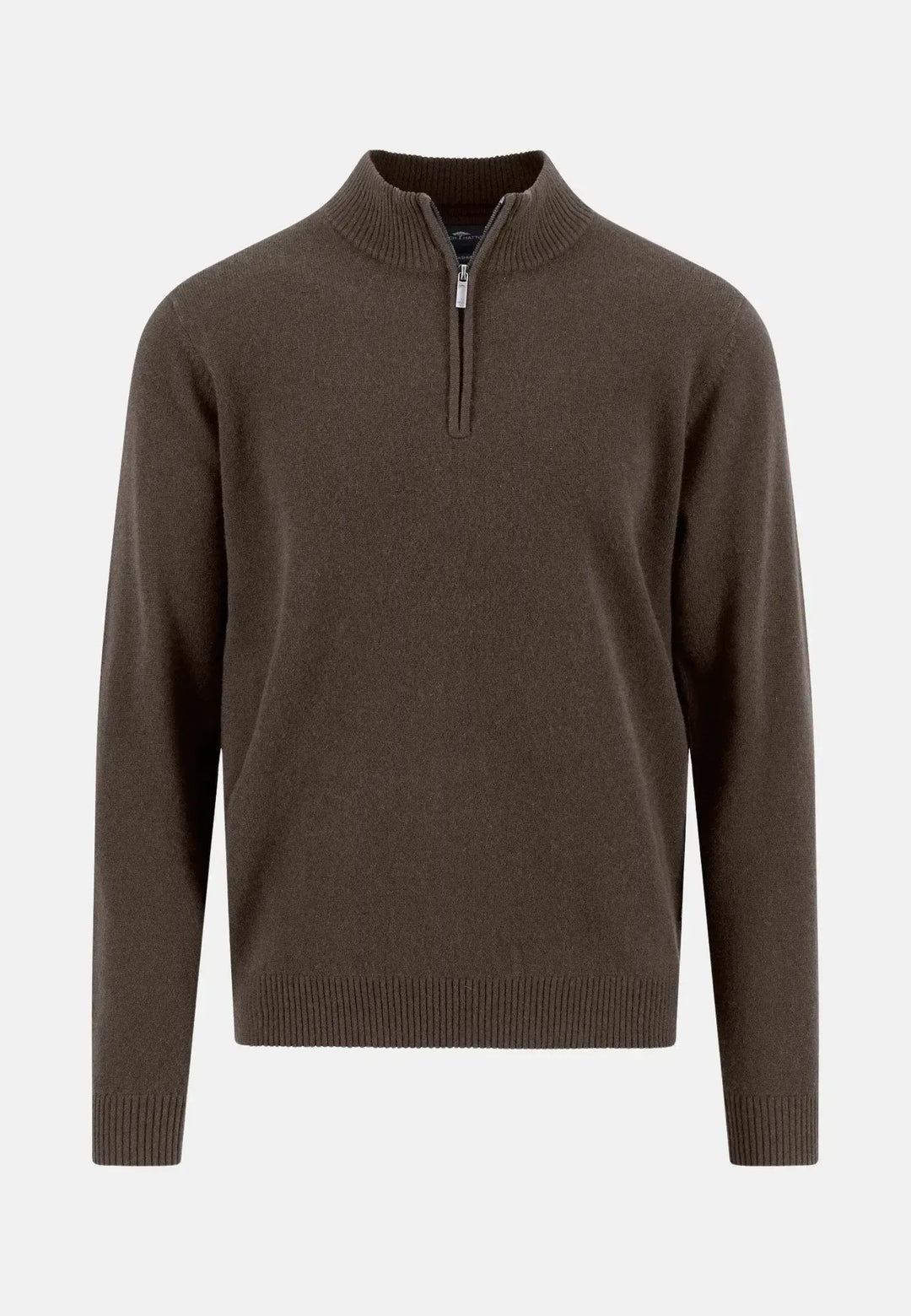 fynch-hatton-Pure Cashmere 1/4 Zip Knit Dark Chocolate