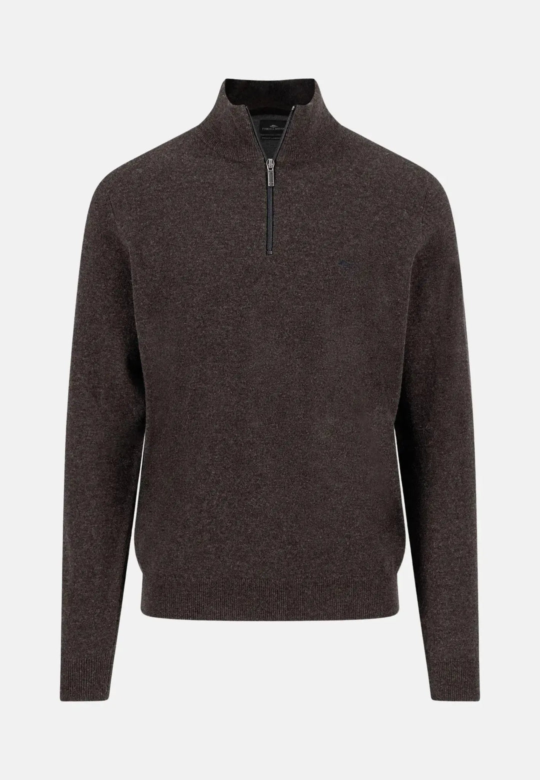 fynch-hatton-Pure Lambswool 1/4 Zip Knit Dark Chocolate