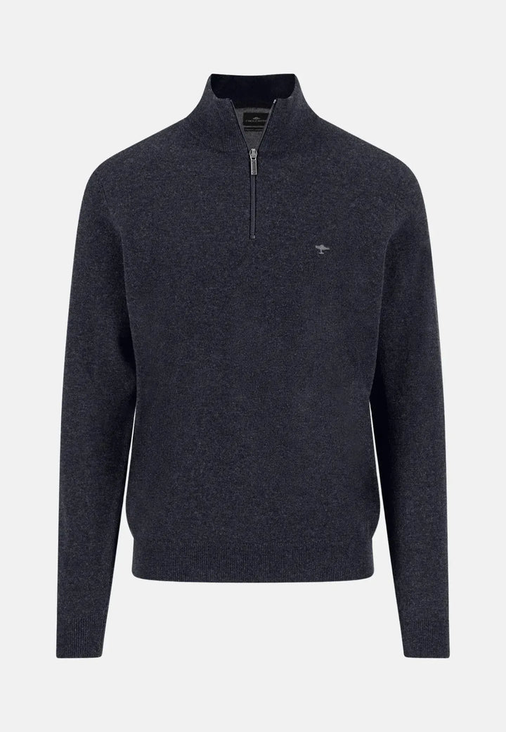 fynch-hatton-Pure Lambswool 1/4 Zip Knit Navy